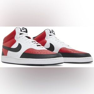 Nike Court Vision Mid Satin Red/Black/White Bulls Size 12